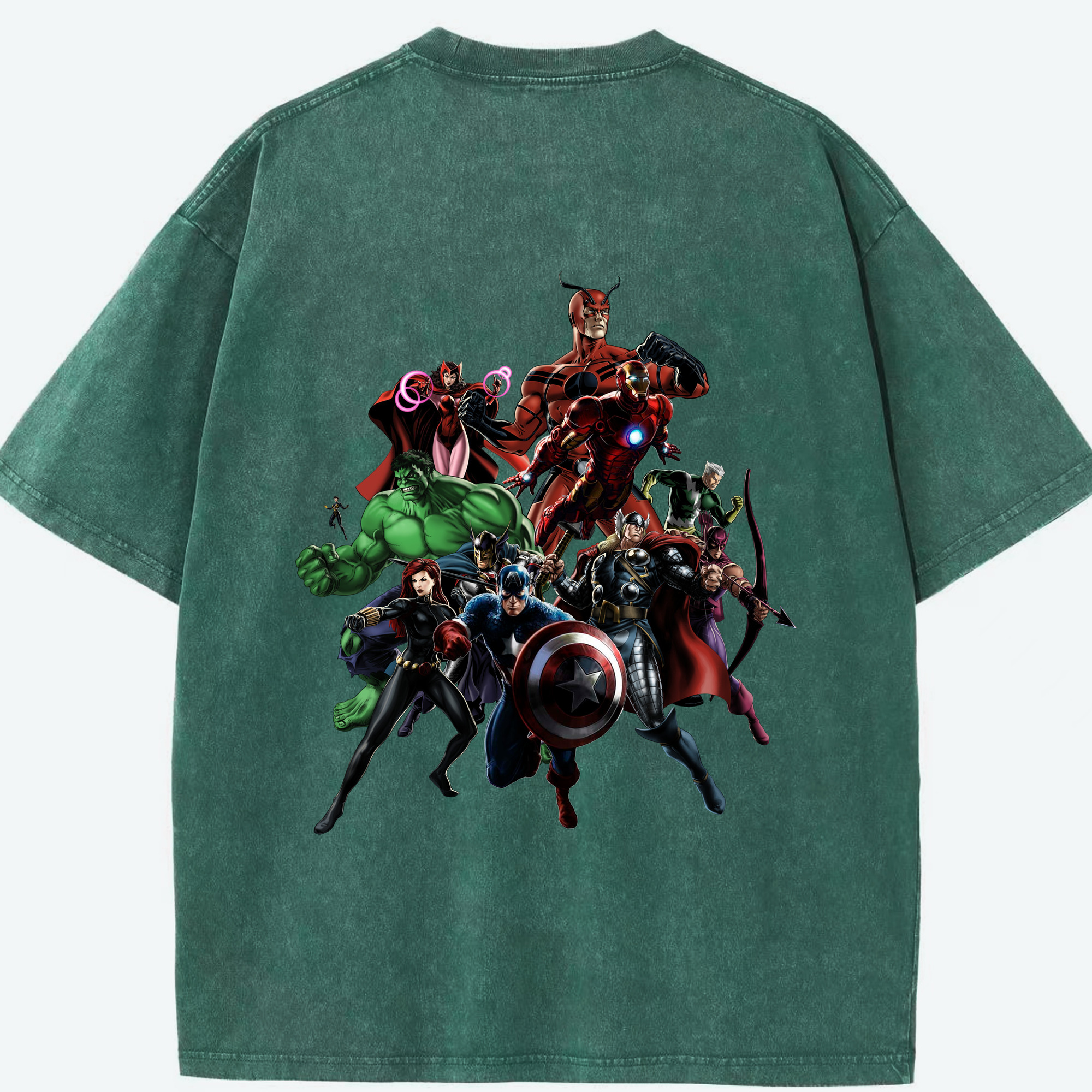 （画像用） アベンジャーズ The Avengers 綿100% ヴィンテージ風 半袖Tシャツ（背面プリント）